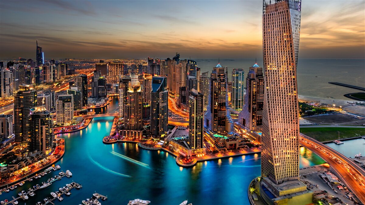 Fotobehang skyline van de stad Dubai
