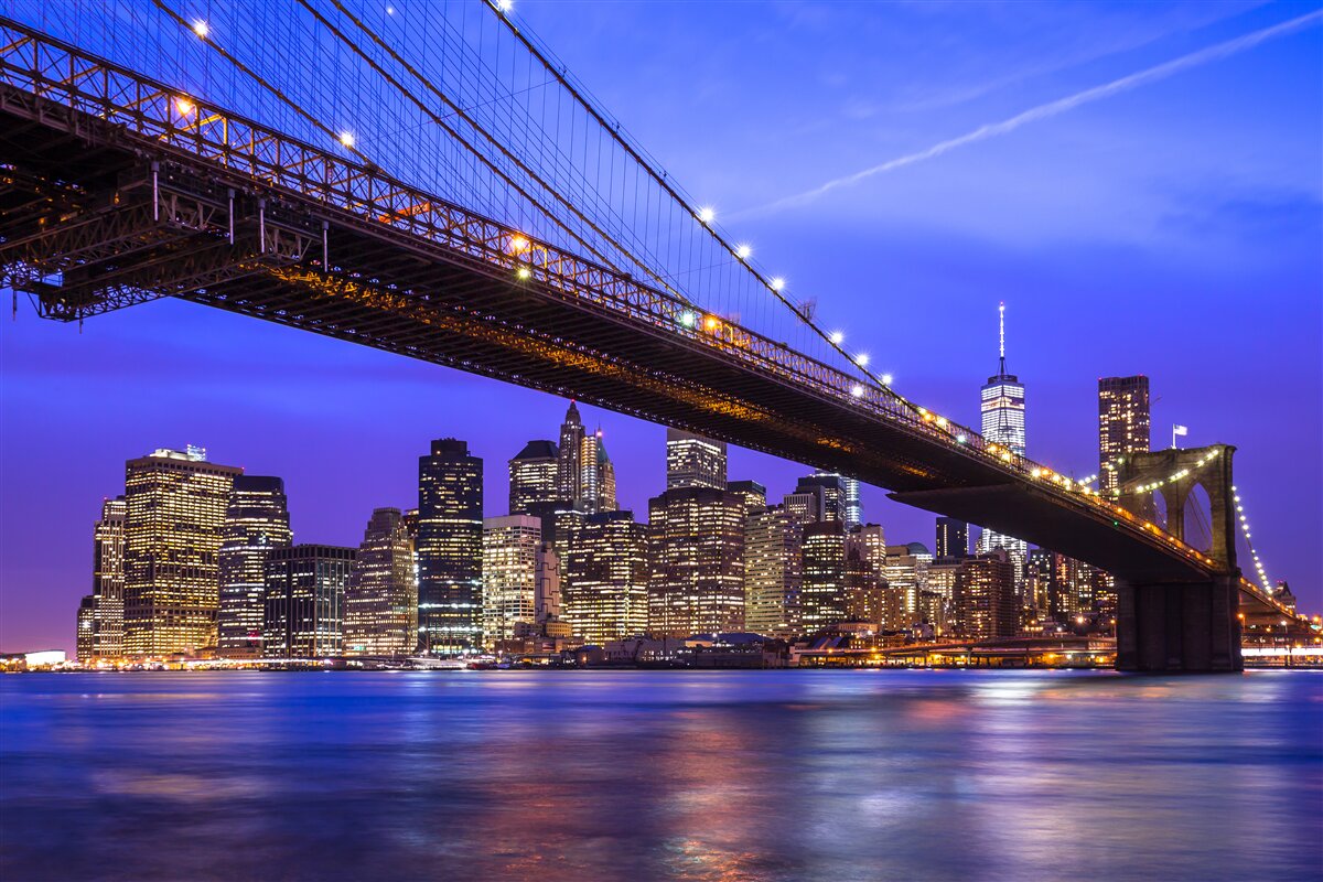 Fotobehang uitzicht op brooklyn bridge van onderaf