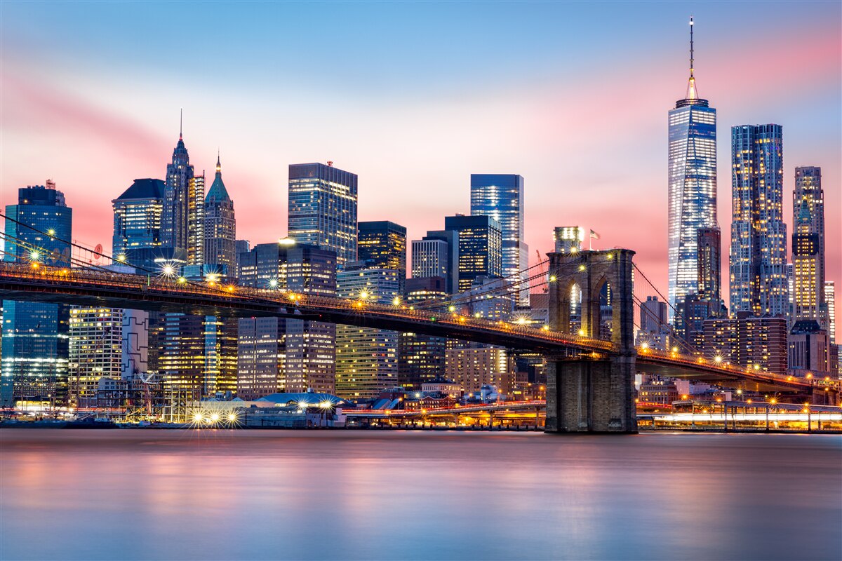 Fotobehang de brooklyn bridge bij nacht in new york
