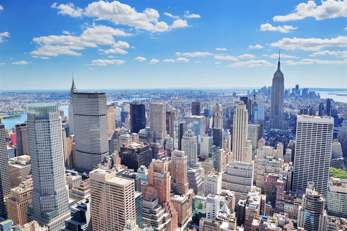 Fotobehang boven de wolkenkrabbers van new york