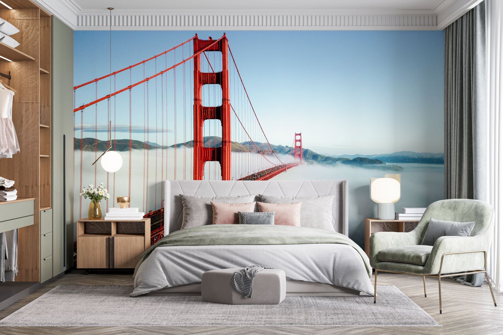 Fotobehang mist omhult Golden Gate Bridge