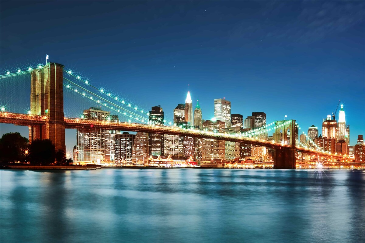 Fotobehang new york met felle, stralende lichten