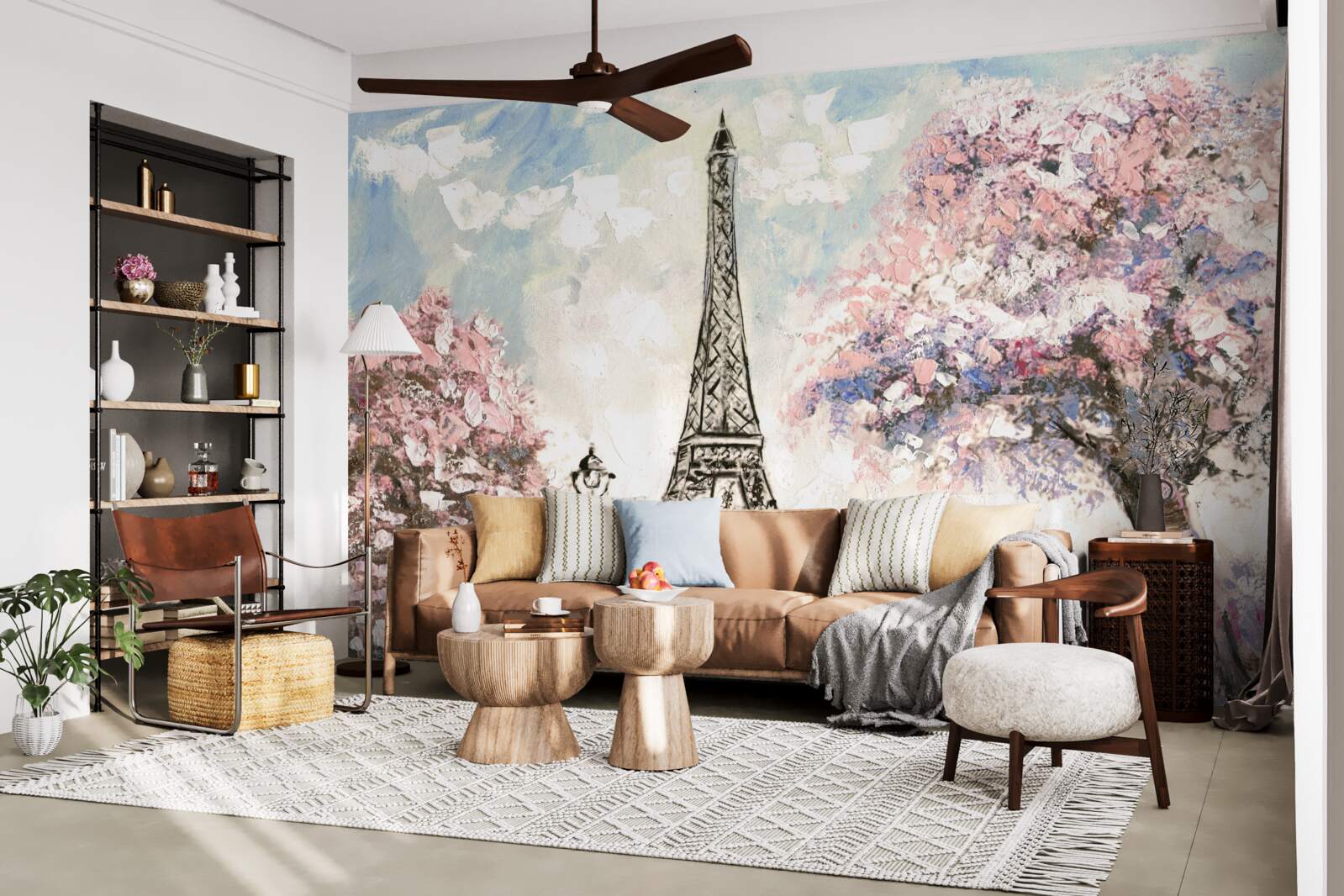 Fotobehang romantische lente aan de voet van de eiffeltoren