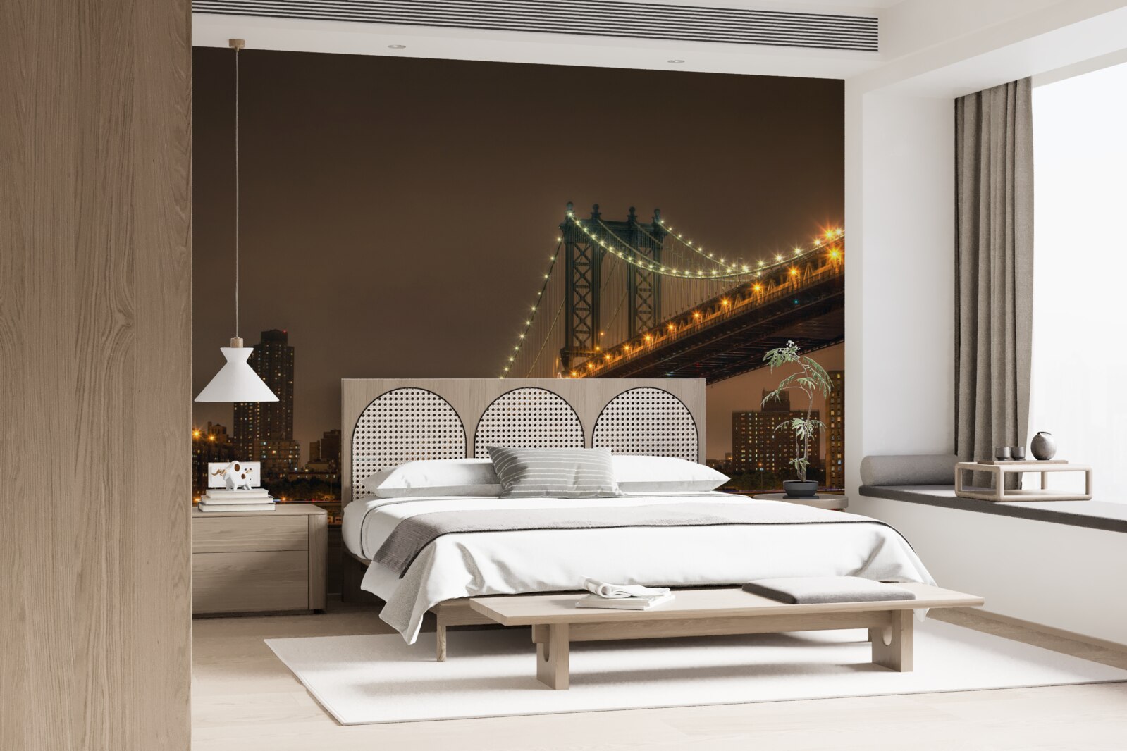 Fotobehang brooklyn bridge in de avond