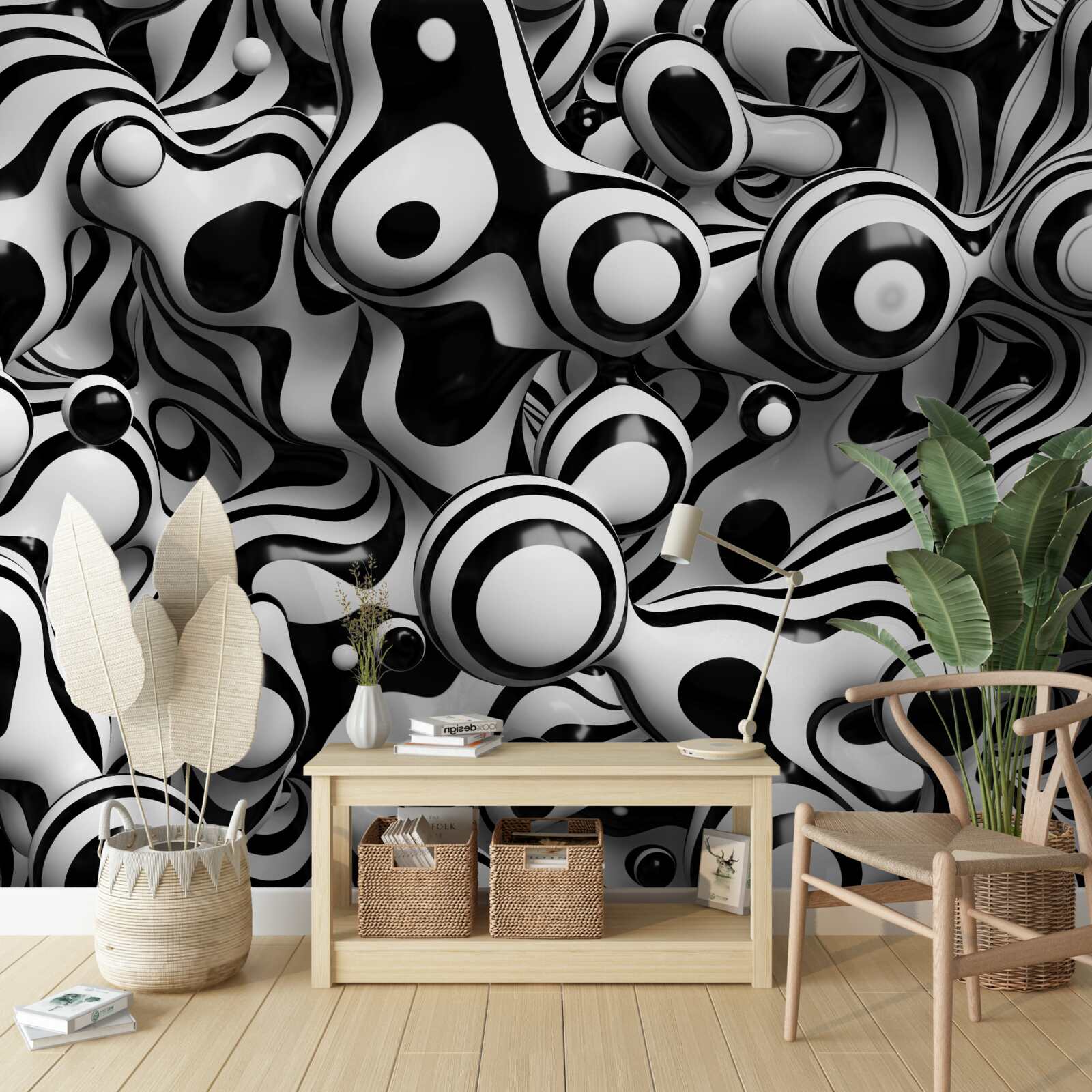 Fotobehang abstractie in een zwart-wit palet