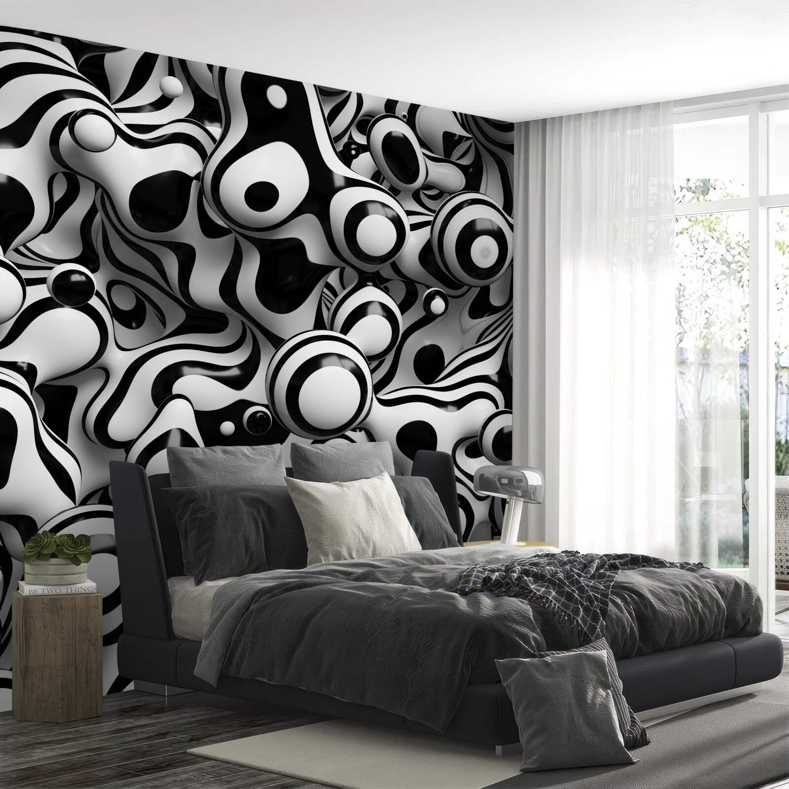 Fotobehang abstractie in een zwart-wit palet