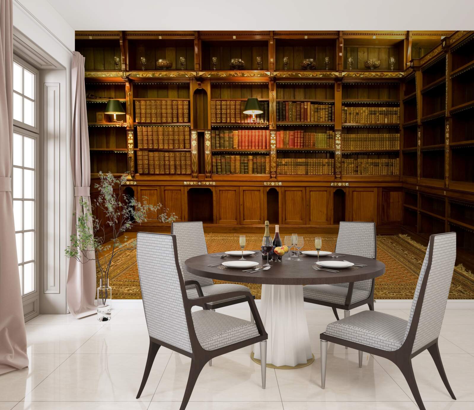 Fotobehang bibliotheek vol oude boeken