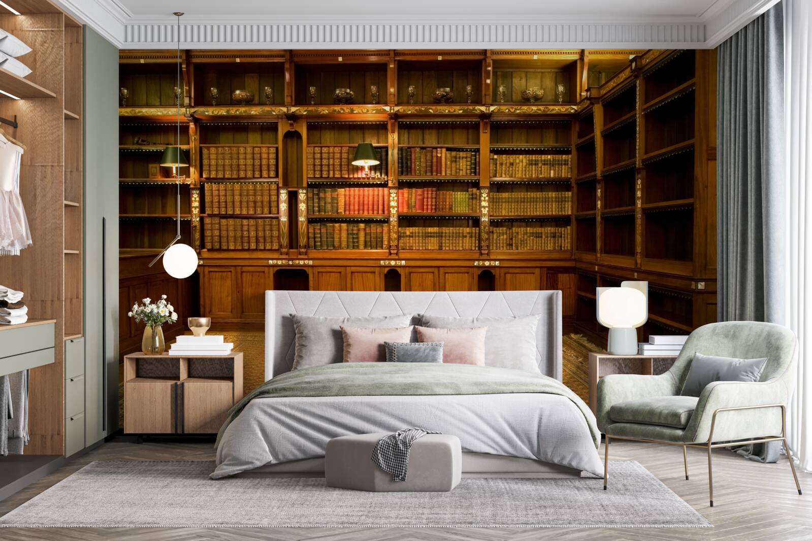 Fotobehang bibliotheek vol oude boeken