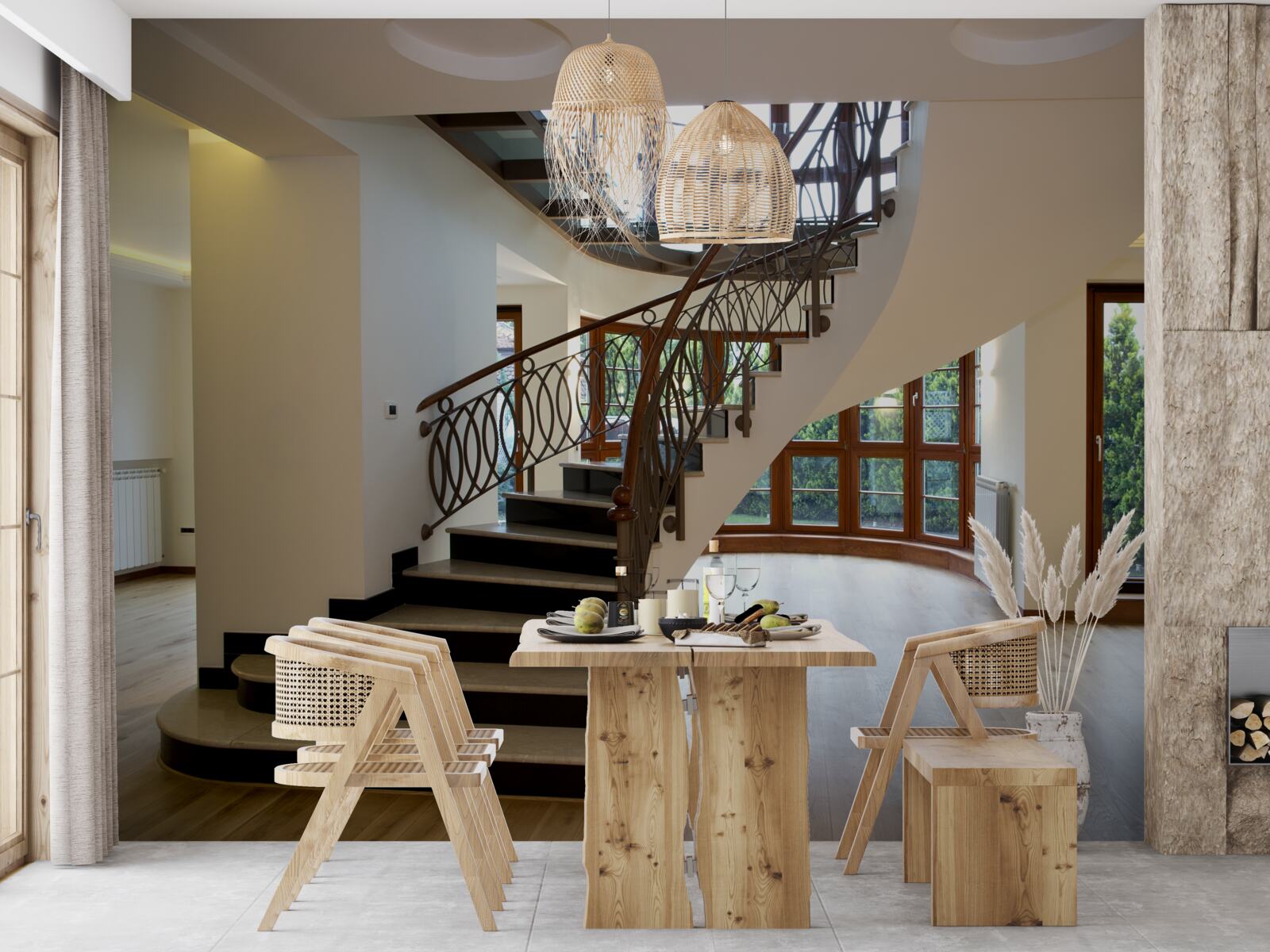 Fotobehang ontvangsthal met formele trap