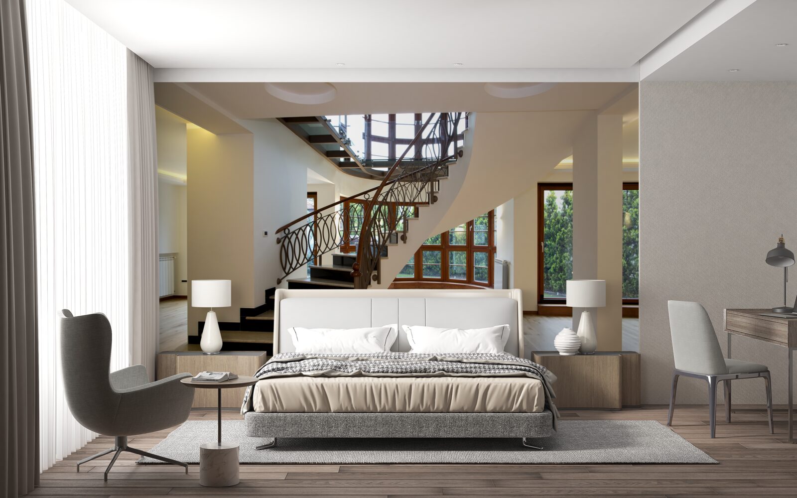 Fotobehang ontvangsthal met formele trap