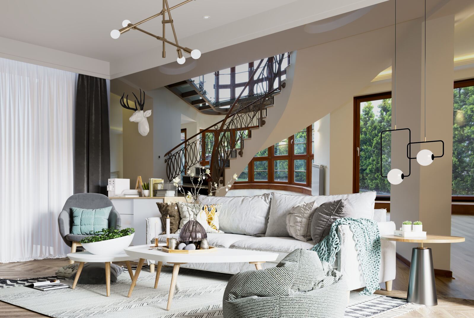 Fotobehang ontvangsthal met formele trap