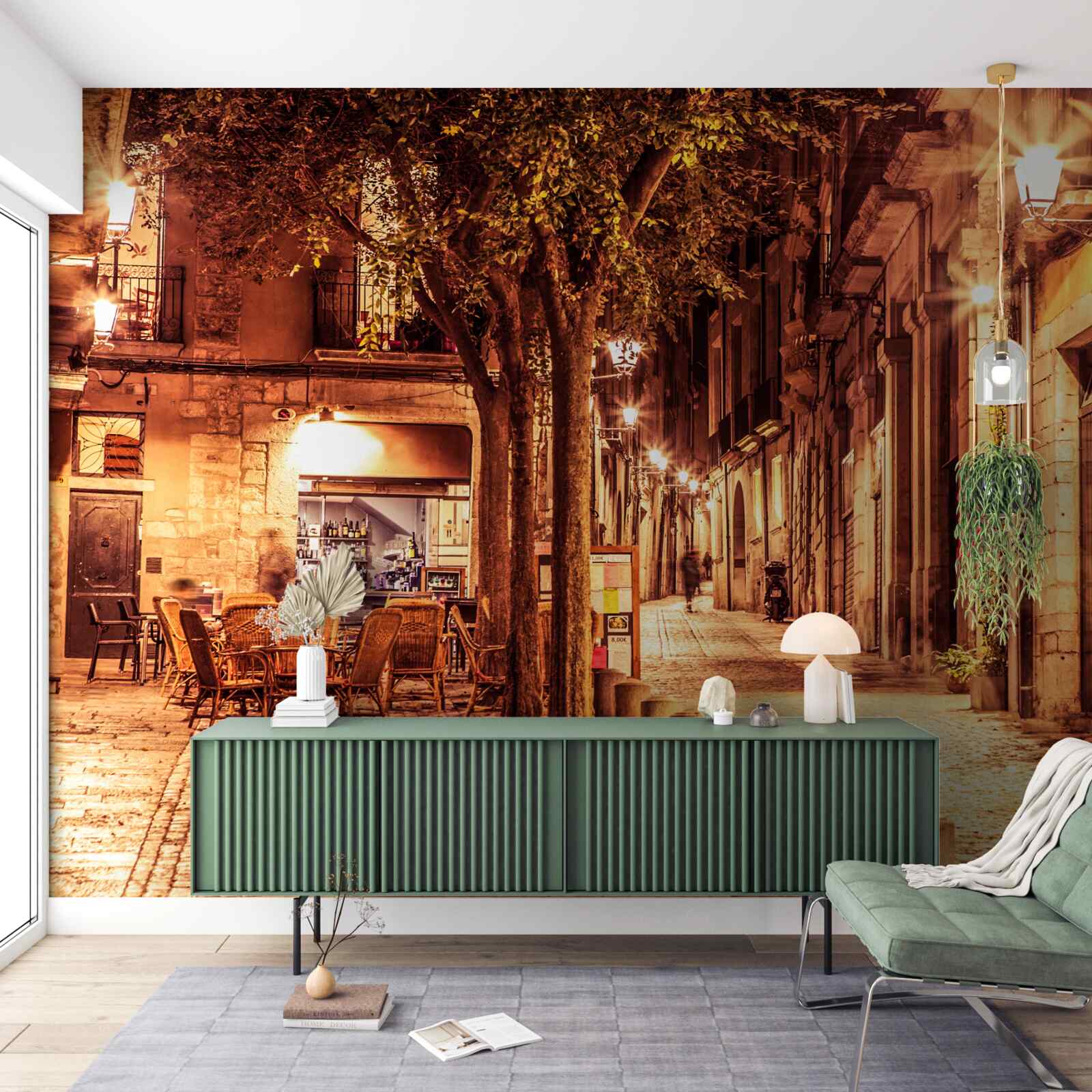 Fotobehang avondstraat van de oude stad