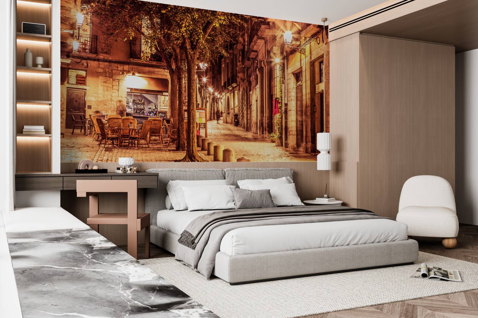 Fotobehang avondstraat van de oude stad