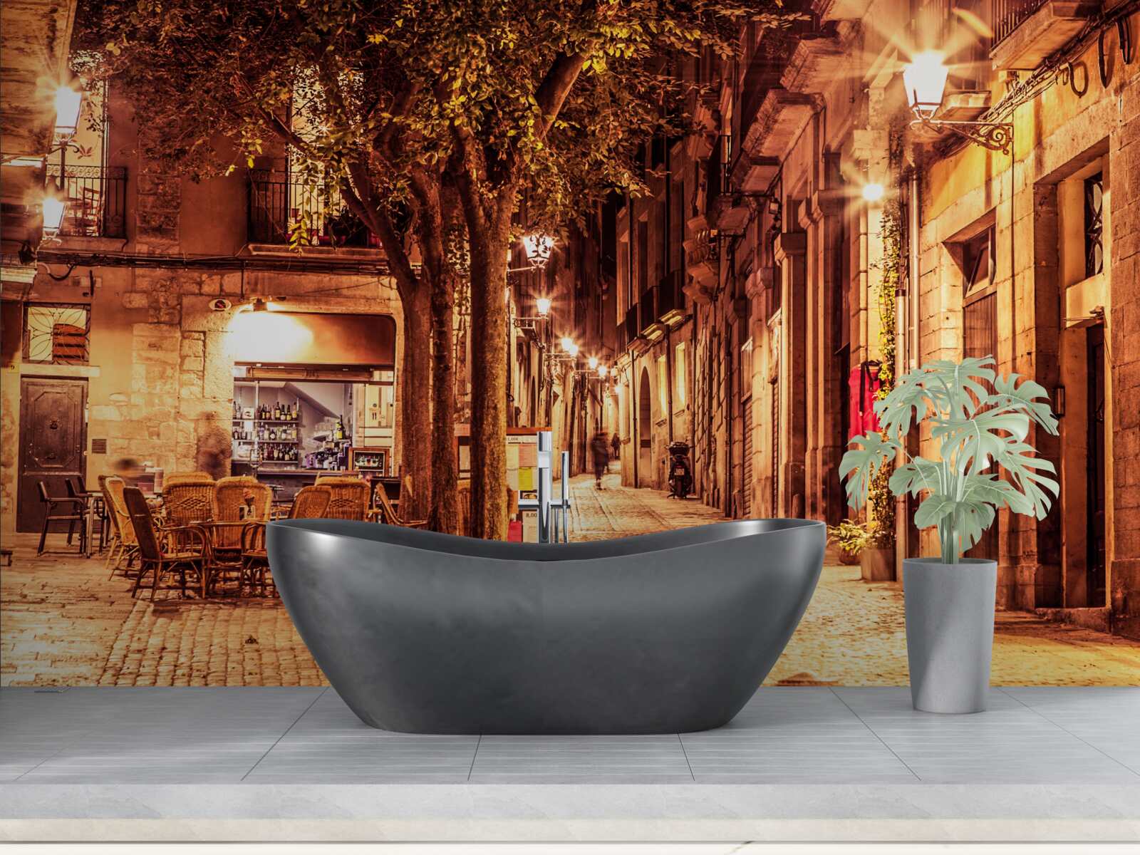 Fotobehang avondstraat van de oude stad