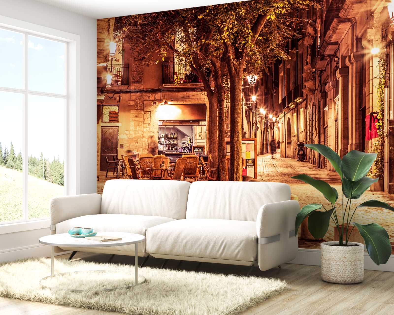 Fotobehang avondstraat van de oude stad