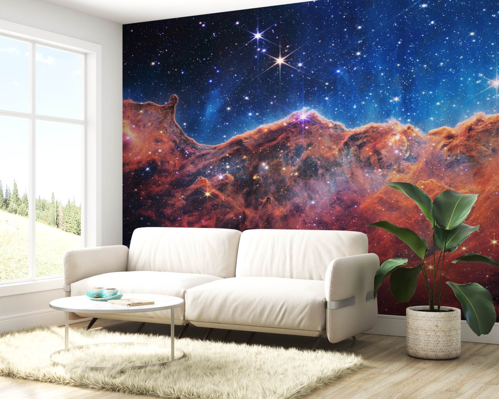 Fotobehang kosmische wolken met sterren