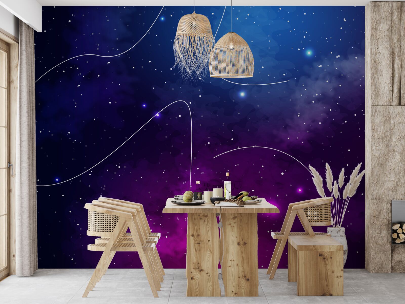 Fotobehang nacht ondergedompeld in kosmische duisternis