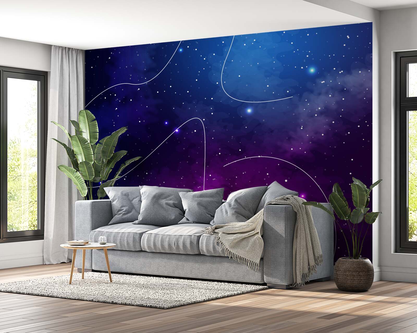 Fotobehang nacht ondergedompeld in kosmische duisternis