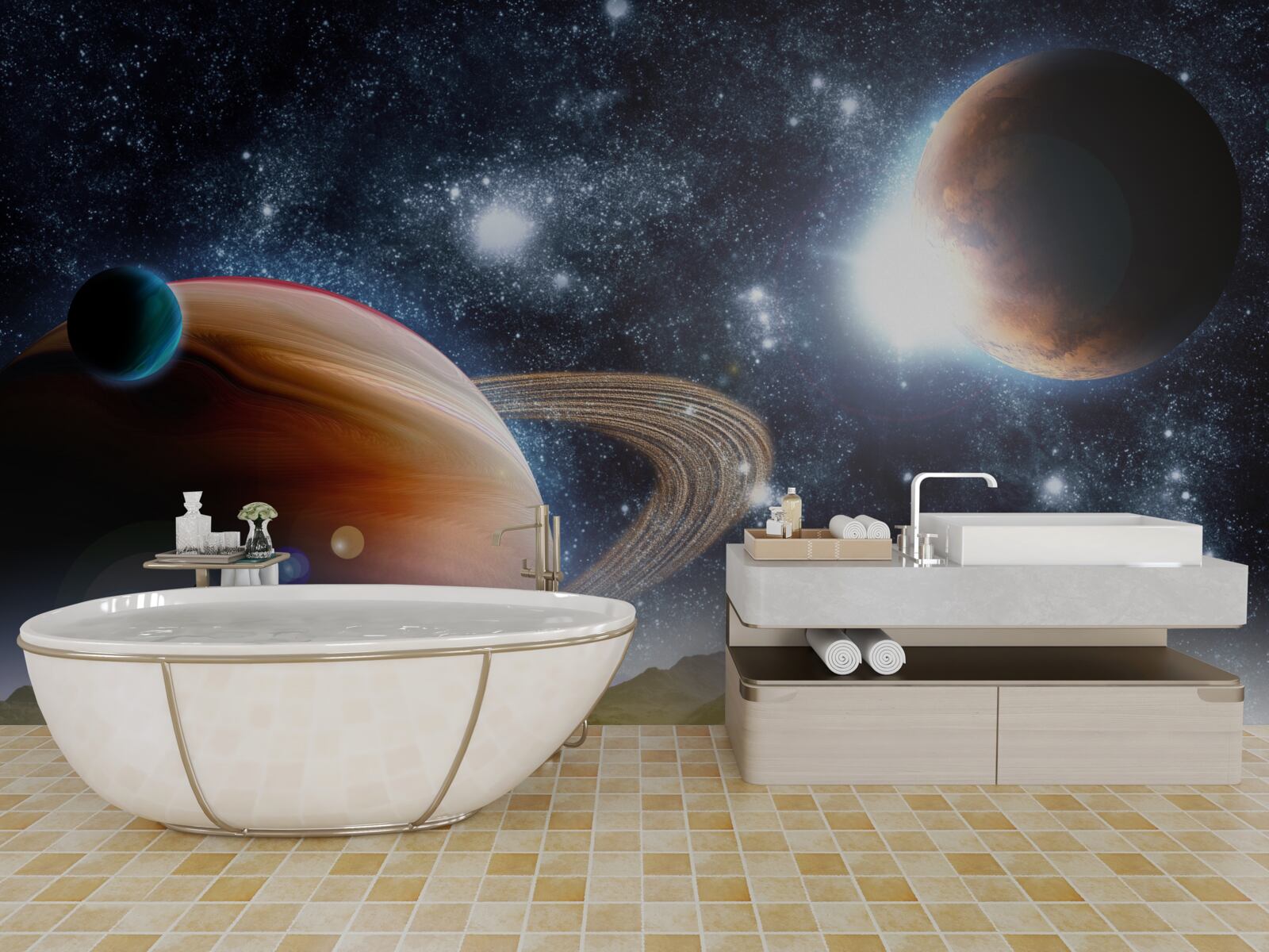 Fotobehang ruimteplaneten