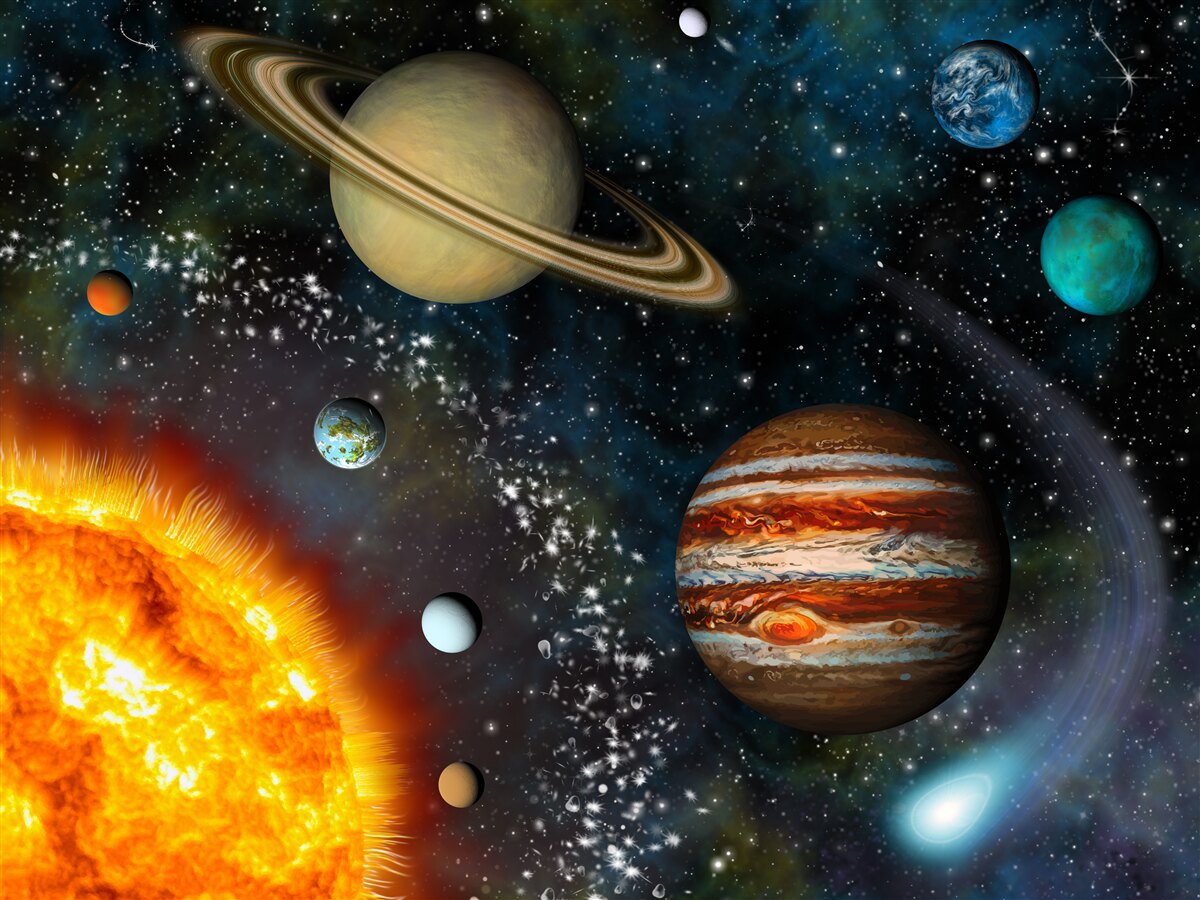 Fotobehang exclusieve processie van de planeten