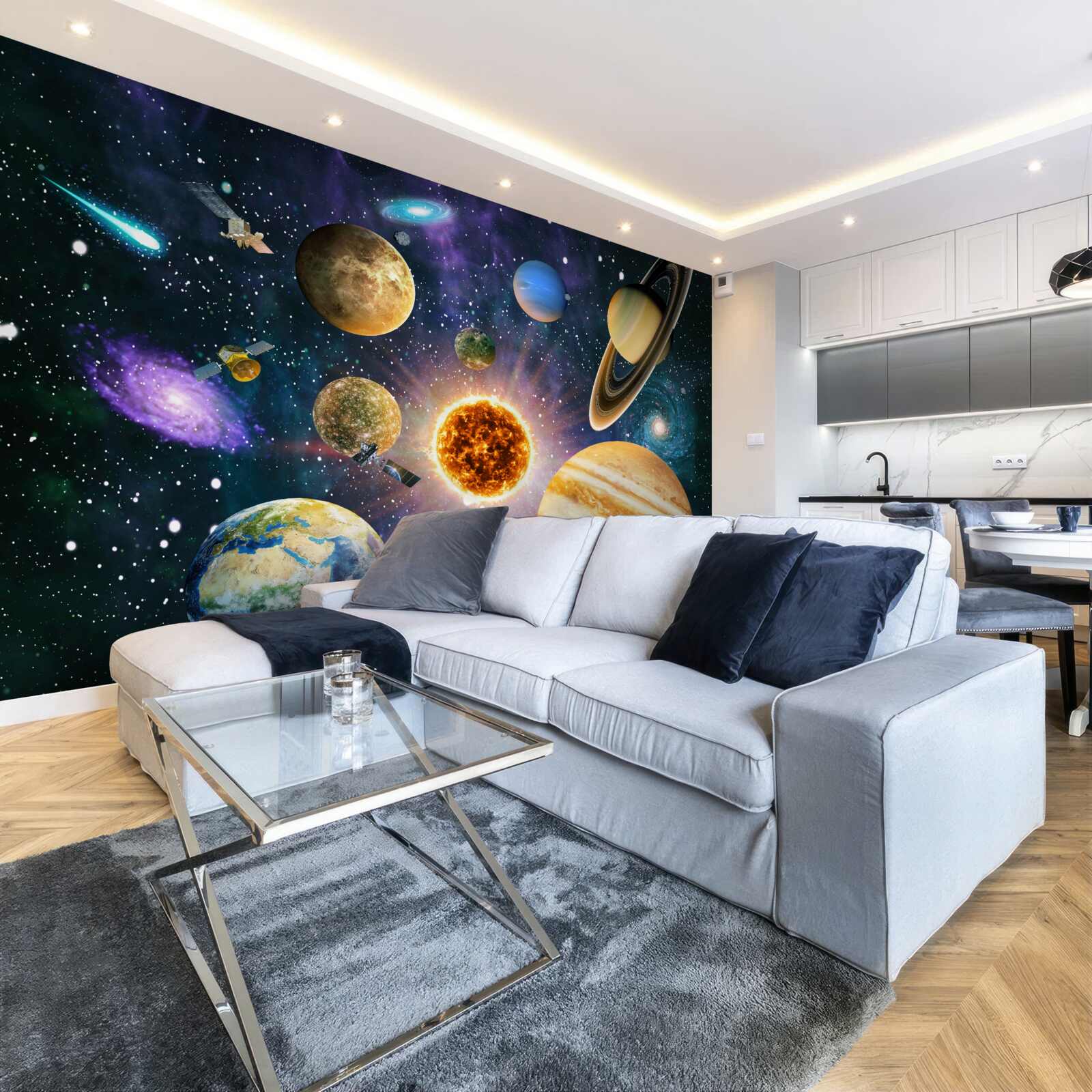 Fotobehang de vormen en tinten van de planeten zijn divers