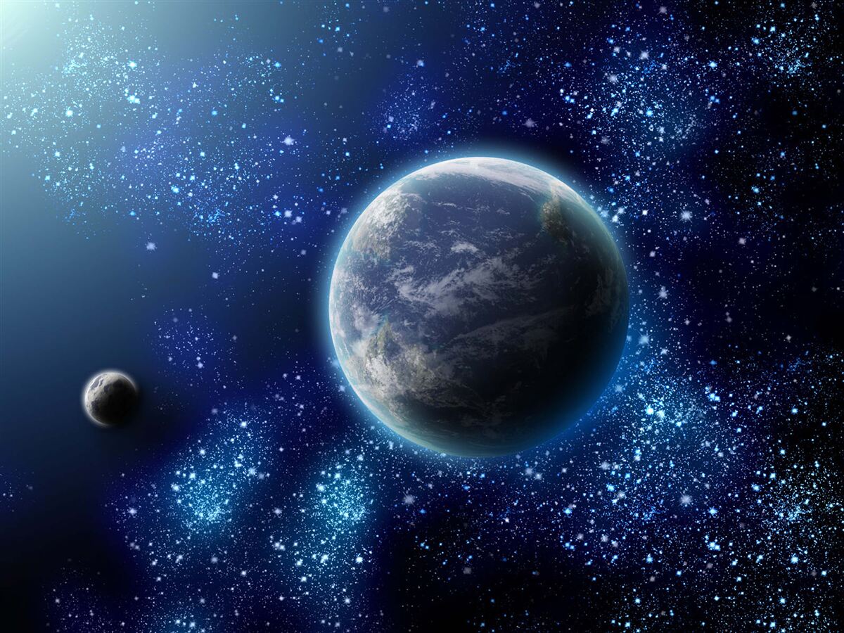 Fotobehang de ruimte als achtergrond voor de planeet