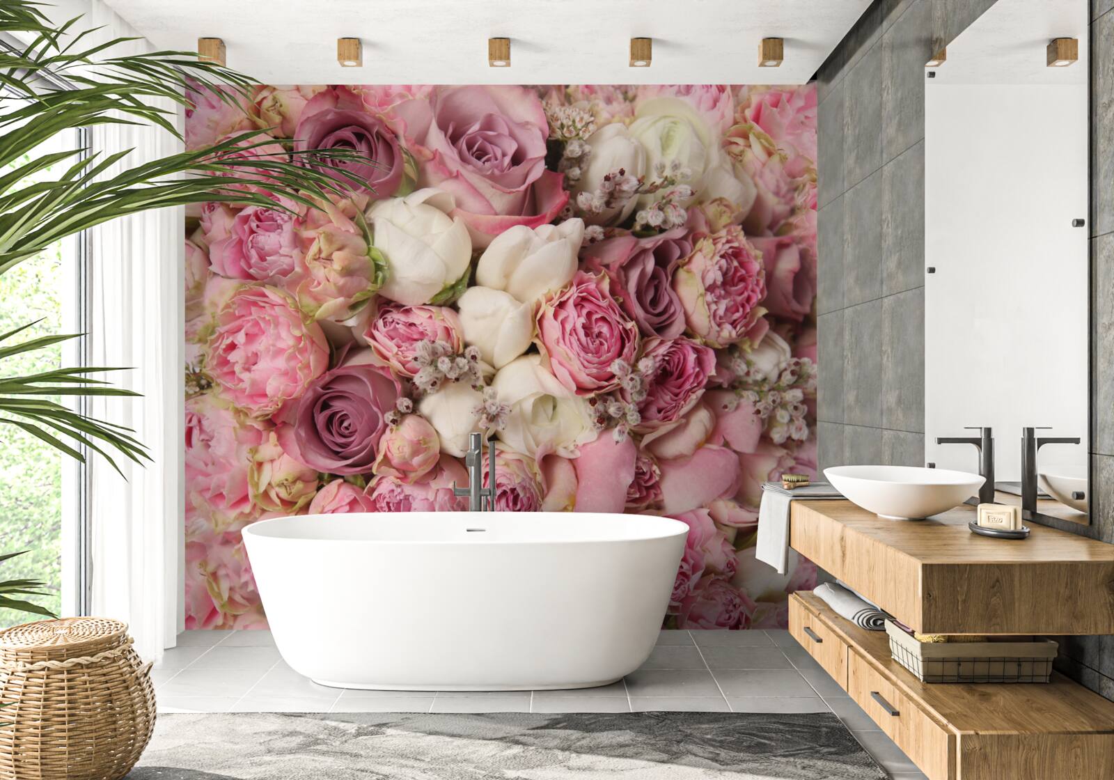 Fotobehang een prachtig boeket van veel verschillende bloemen