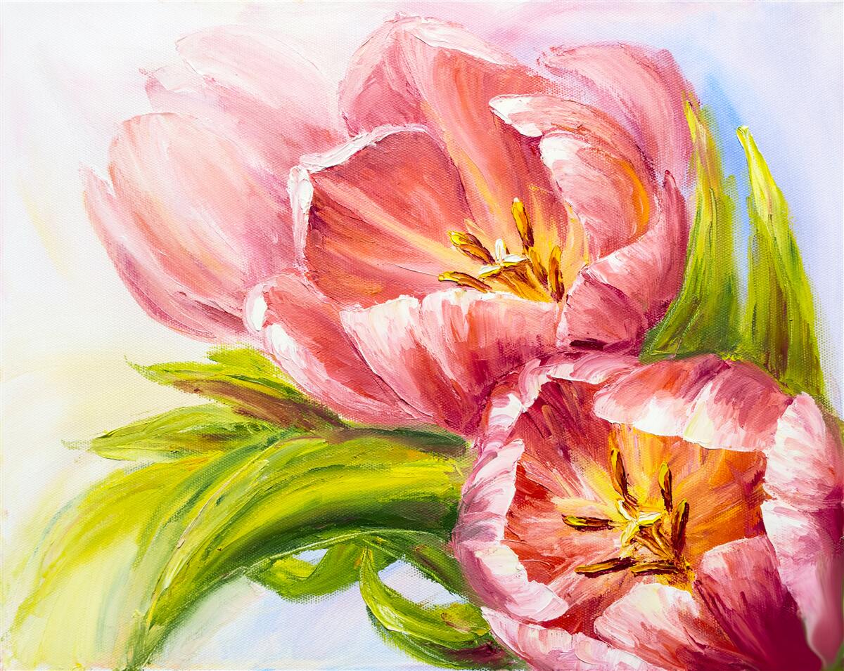 Fotobehang tulpen getekend met veel smaak en schoonheid
