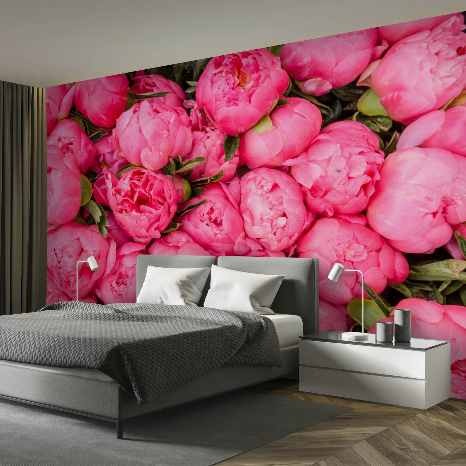 Fotobehang mooie roze pioenrozen