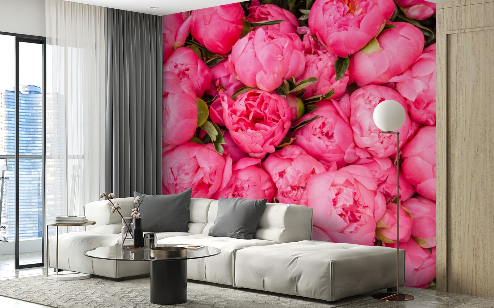 Fotobehang mooie roze pioenrozen