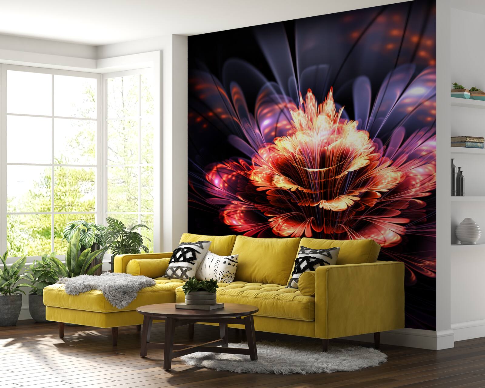 Fotobehang een prachtige bloem die gloeit als een vlam