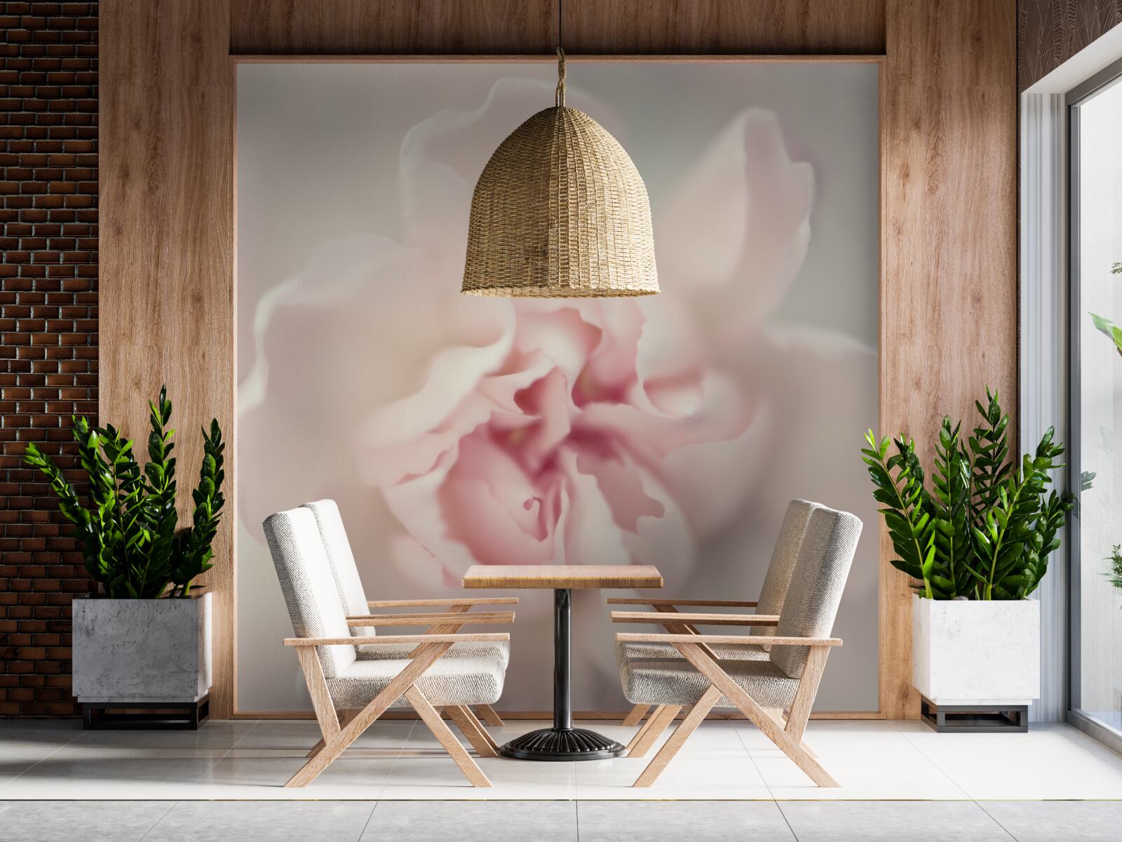 Fotobehang knop in delicate roze tinten