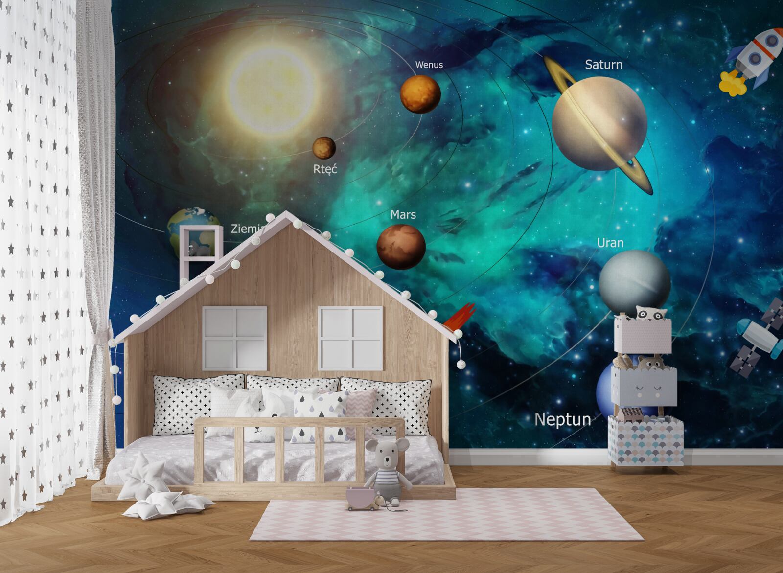 Fotobehang verzameling planeten in het universum