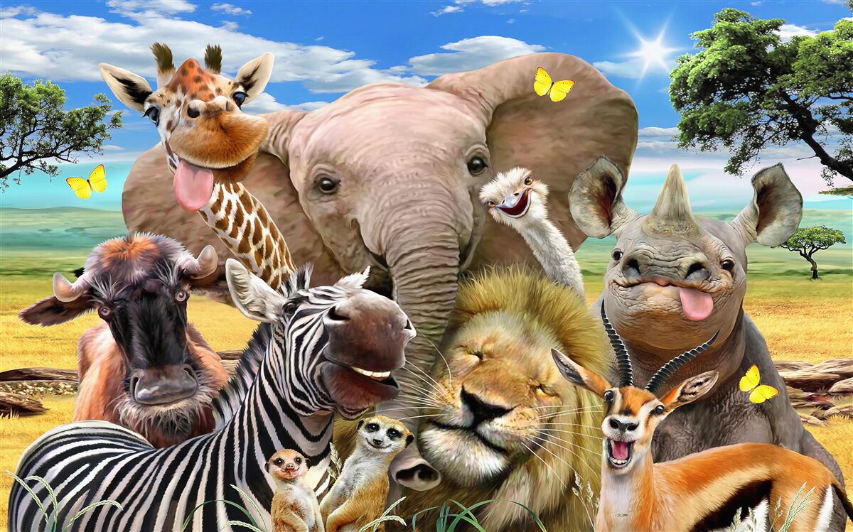 Fotobehang eigenaardige selfie van vriendelijke afrikanen