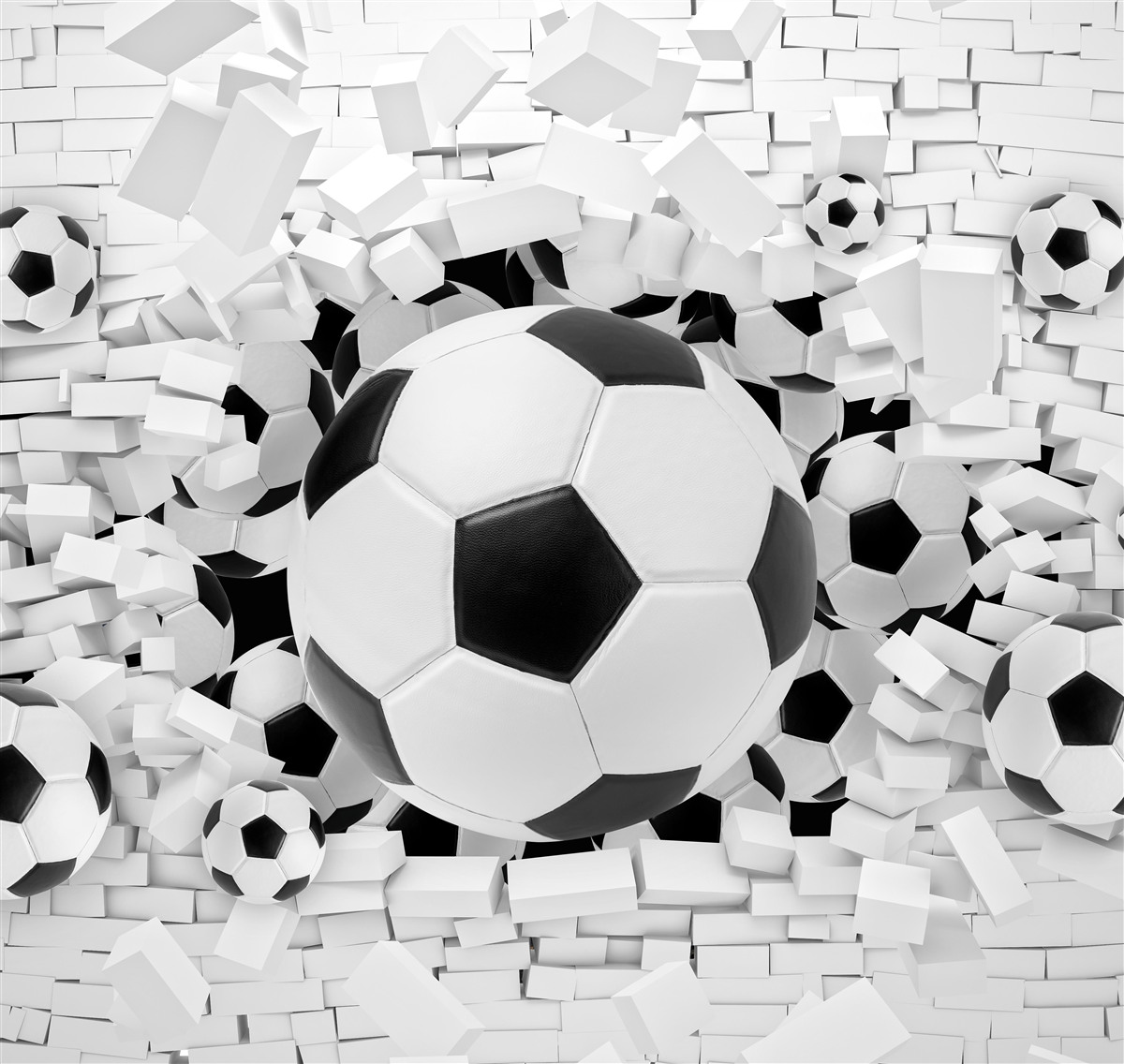 Fotobehang veel voetballen