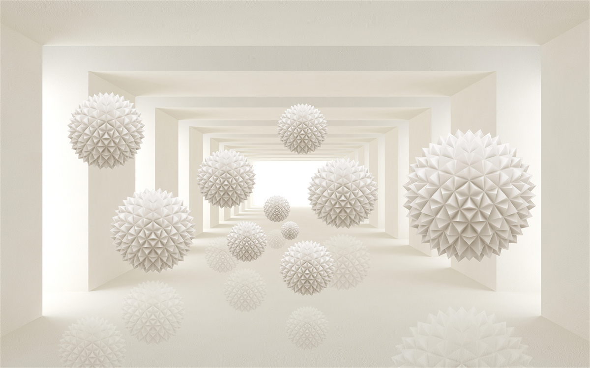 Fotobehang ondergrondse gang met spijkerballen