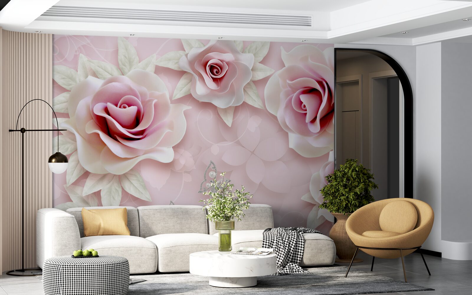 Fotobehang elegant porseleinroze in zachte lila tinten