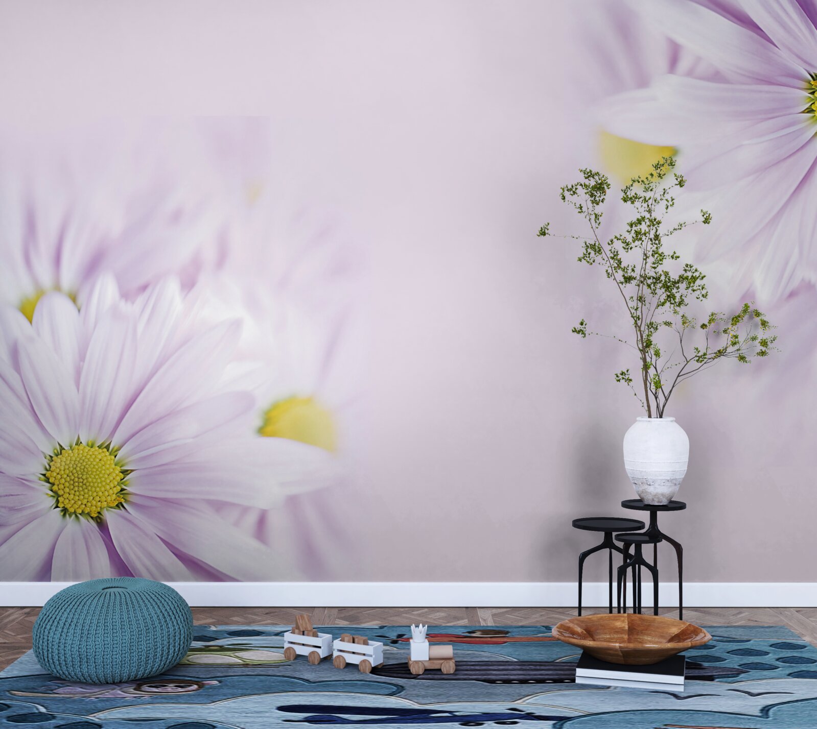 Fotobehang verfijnde sneeuwwitte margrieten