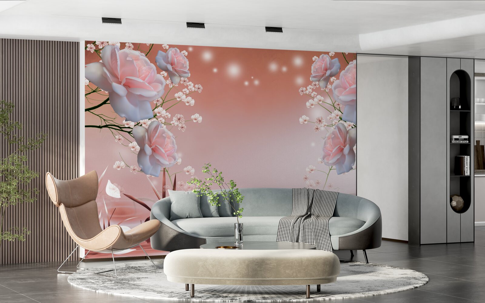 Fotobehang bloemen bij het water, knoppen gaan open