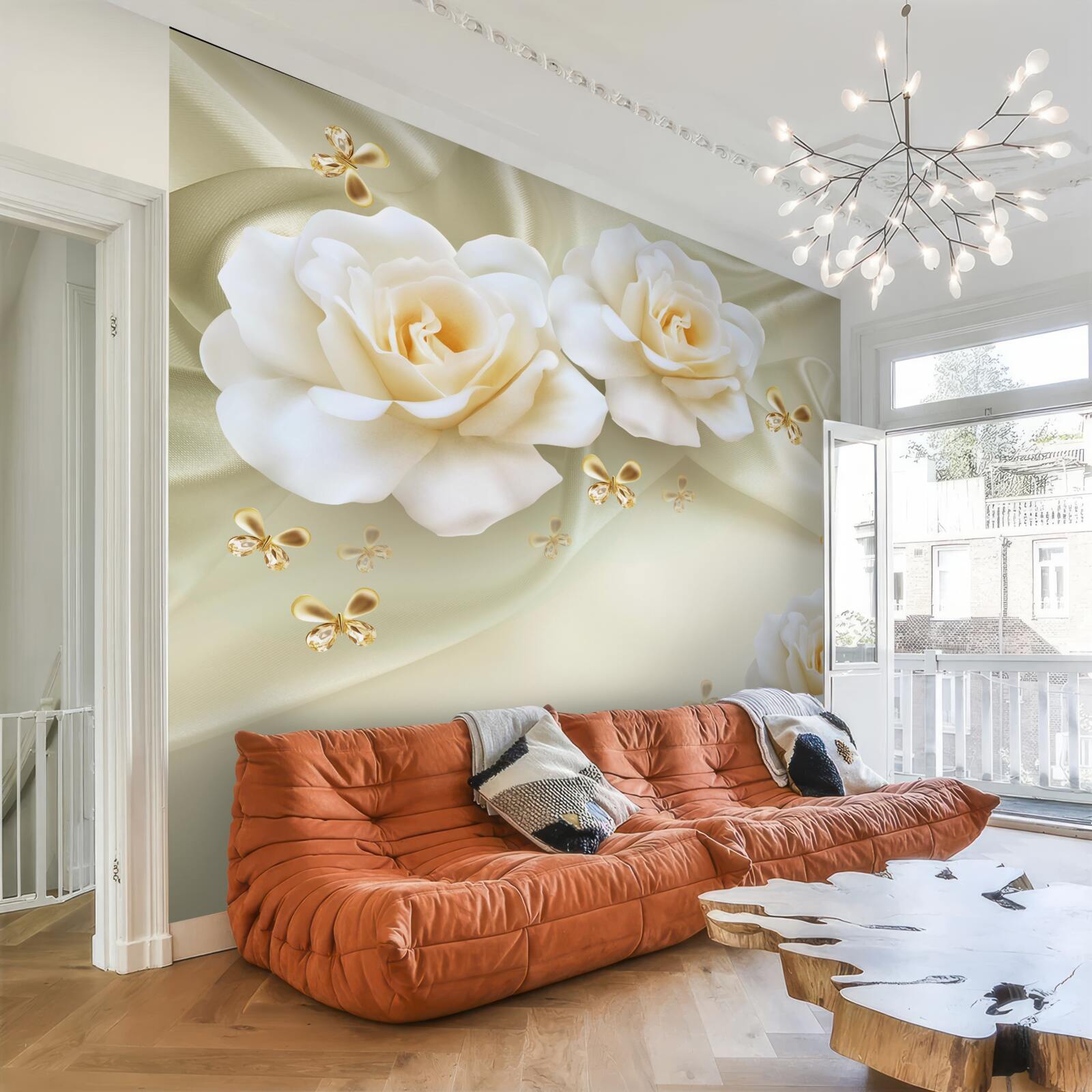 Fotobehang zijden warmte rozen