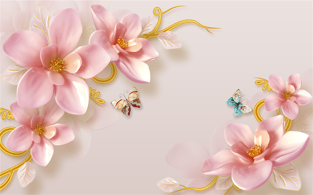 Fotobehang aantrekkelijke bloemen van roze porselein