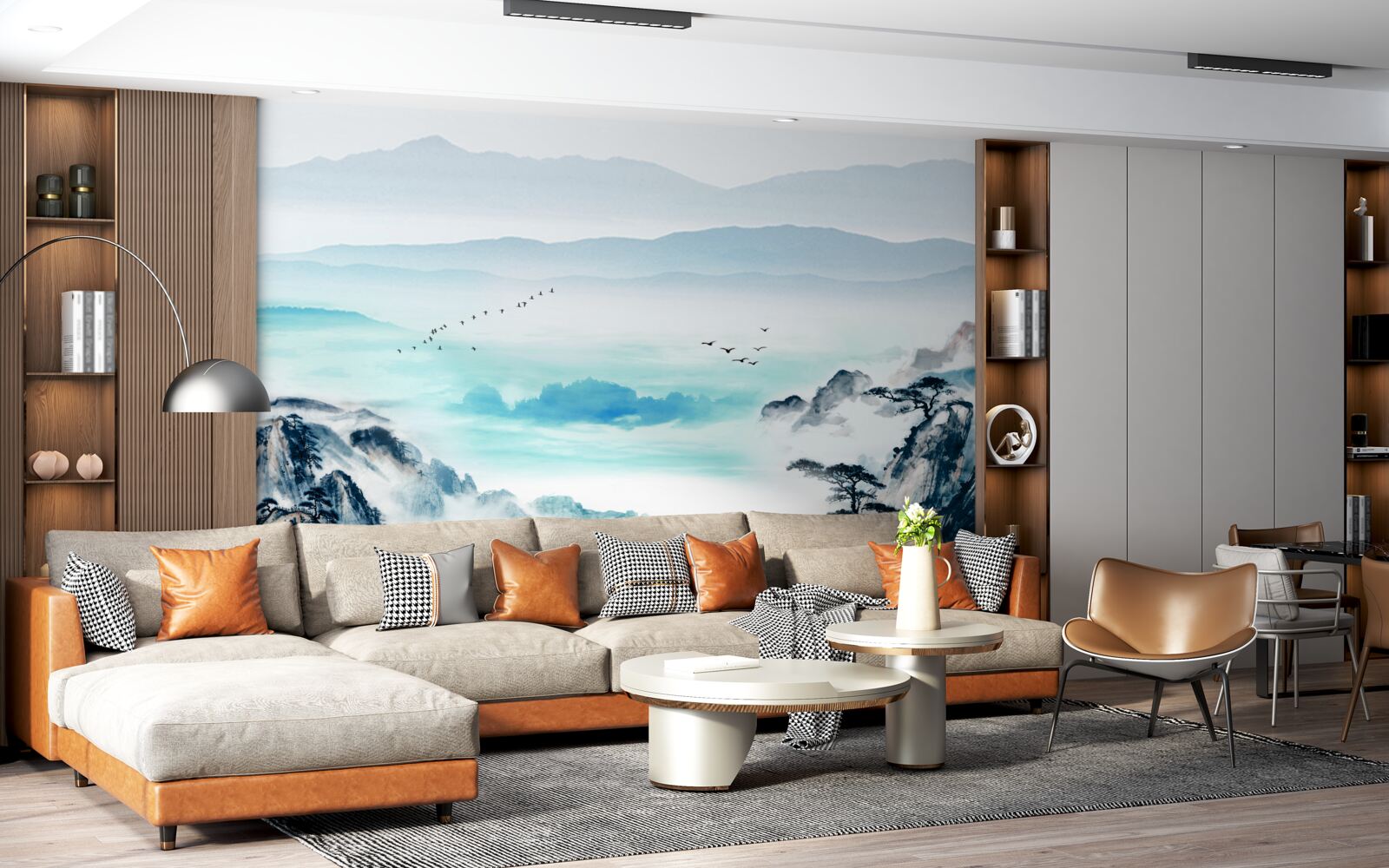 Fotobehang mist over meerwater