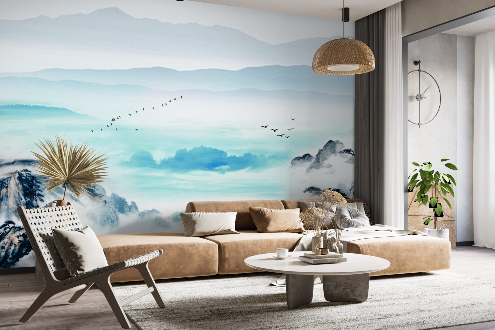 Fotobehang mist over meerwater