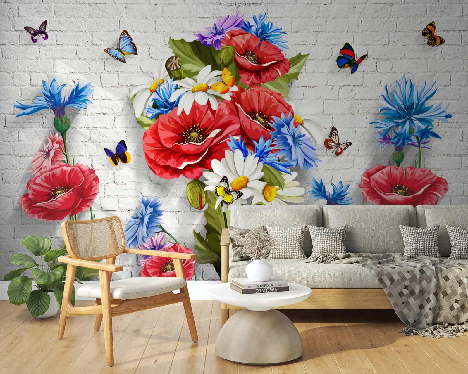 Fotobehang vlinders en bloemen gevuld met de pracht van de lente