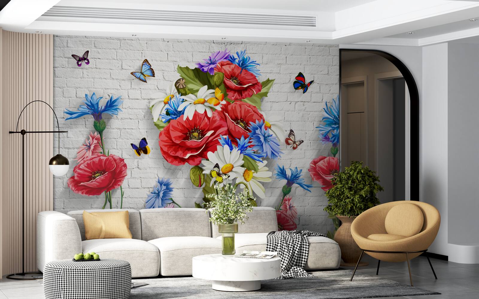 Fotobehang vlinders en bloemen gevuld met de pracht van de lente