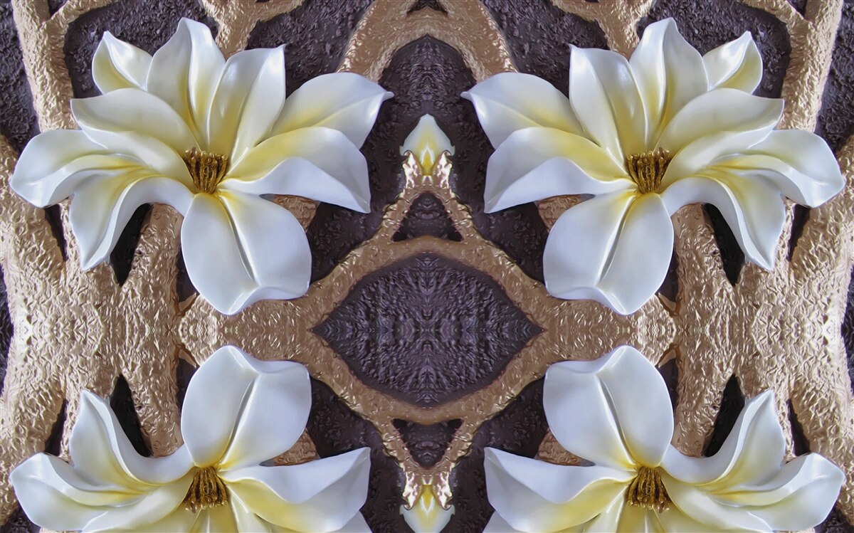 Fotobehang grote witte bloemen