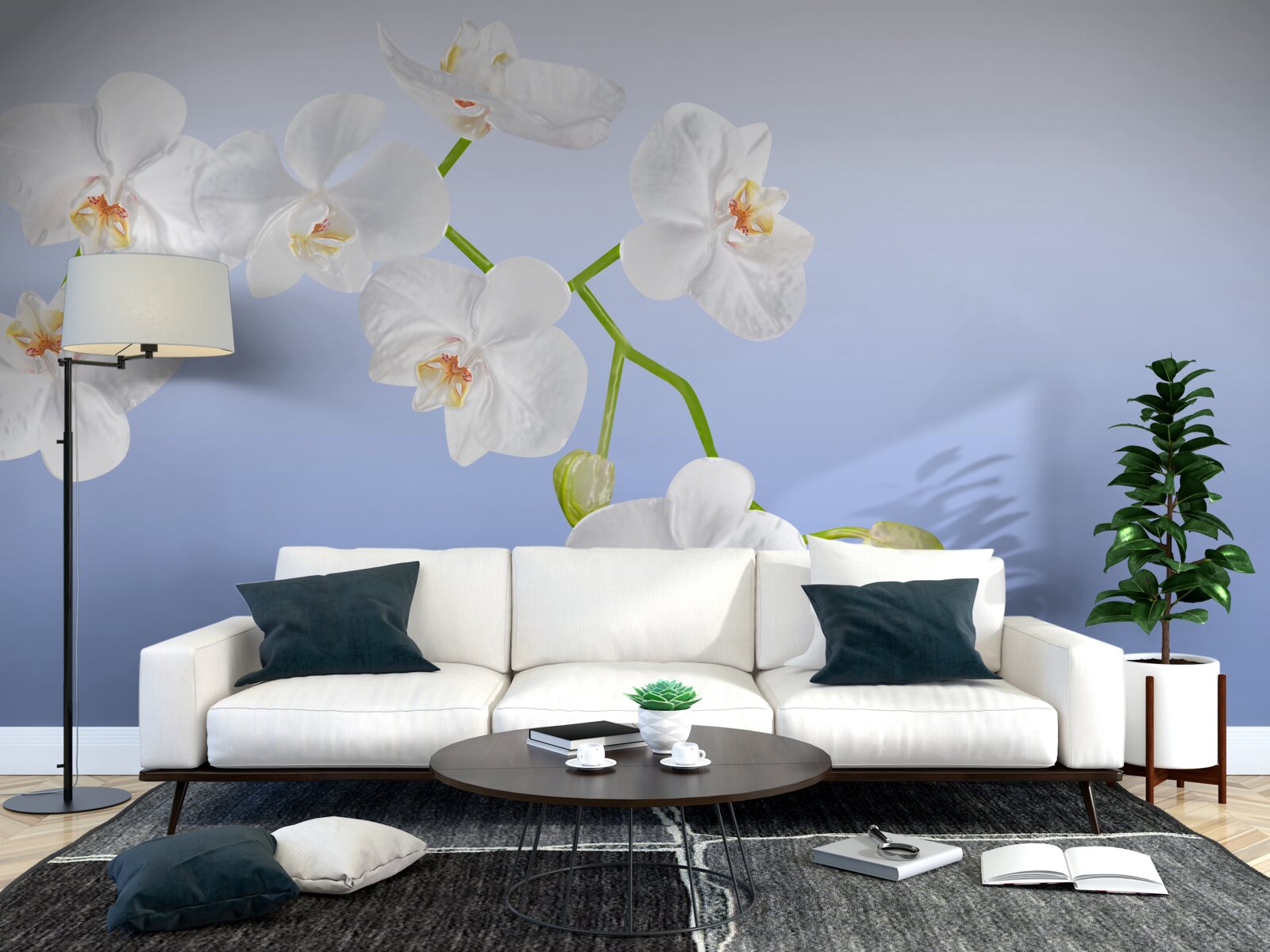 Fotobehang Sneeuwwitte orchidee boven het wateroppervlak