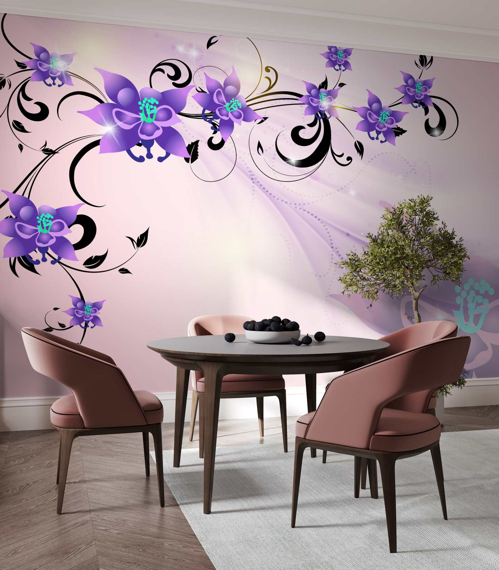 Fotobehang de gloed van paarse bloemen