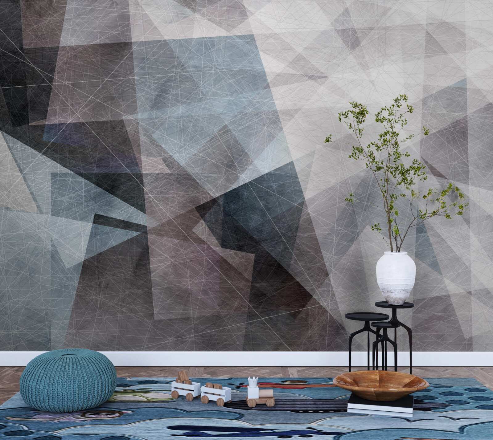 Fotobehang abstract bevat grijze driehoeken