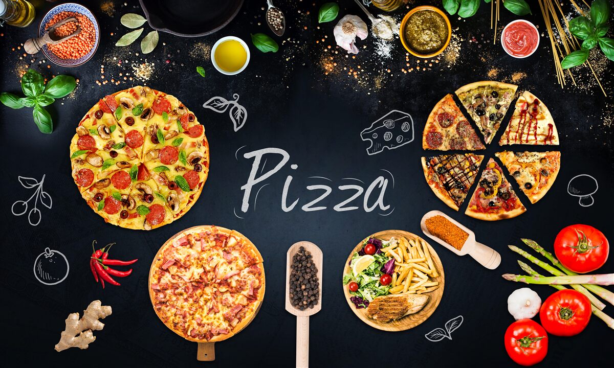 Fotobehang andere voedingsmiddelen zoals pizza